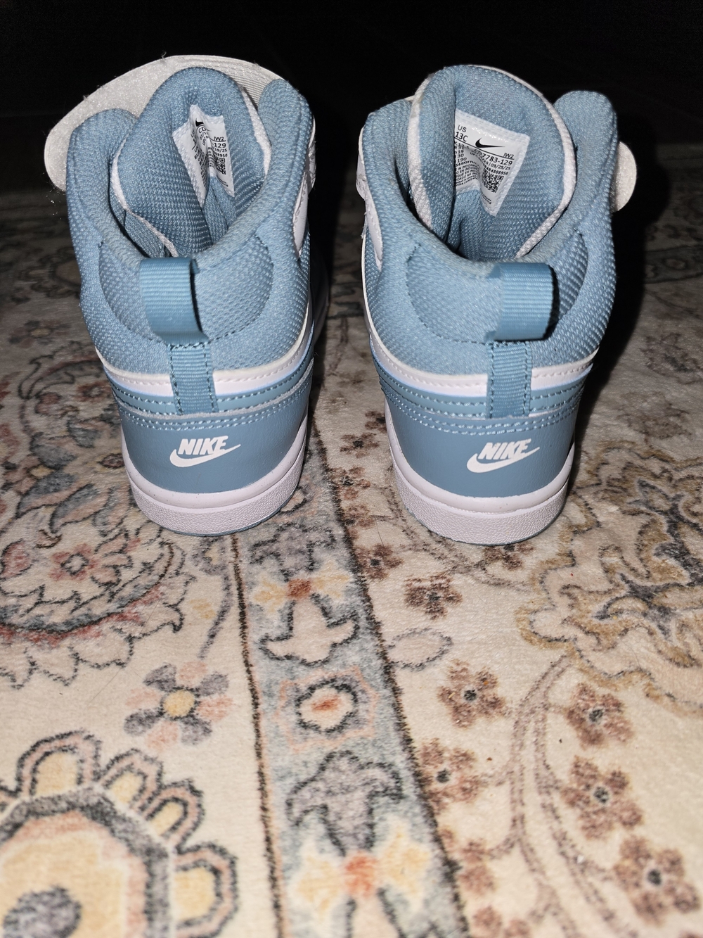Kids' Court Borough Mid 2  High-Top Sneakers in Light Blue and White - Picture 3 of 9
